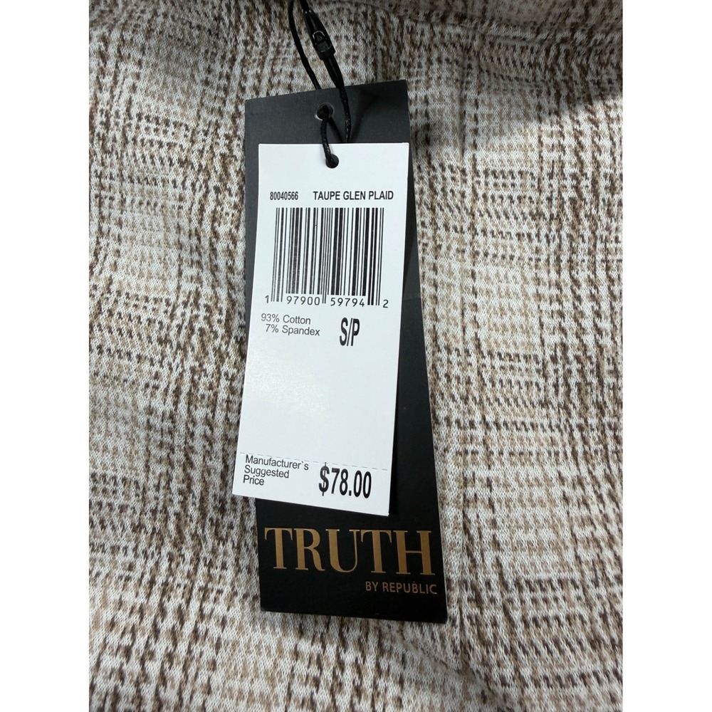 Truth by Republic Wide Leg Pants Womens Small Taupe Glen Plaid NWT - Picture 6 of 12